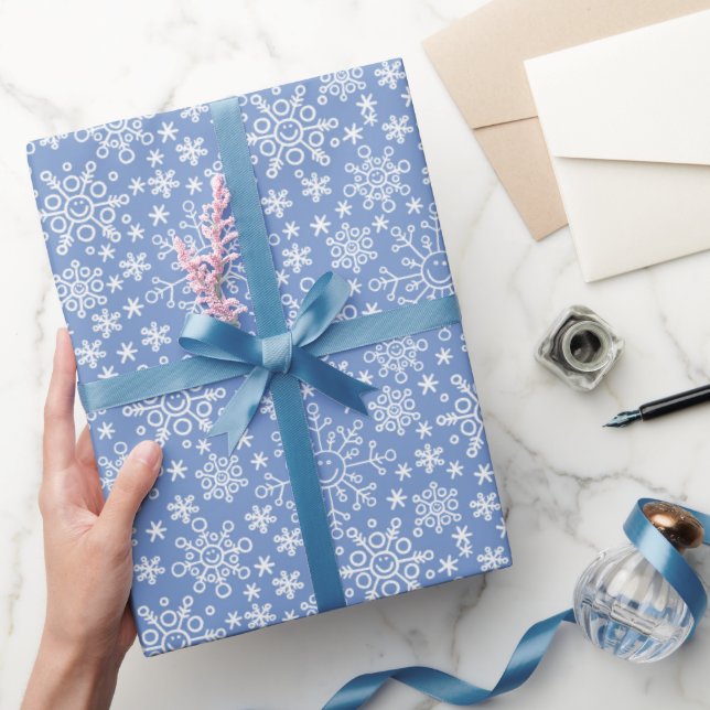 Papel De Regalo Blue Doodle Snowflakes (Regalar)