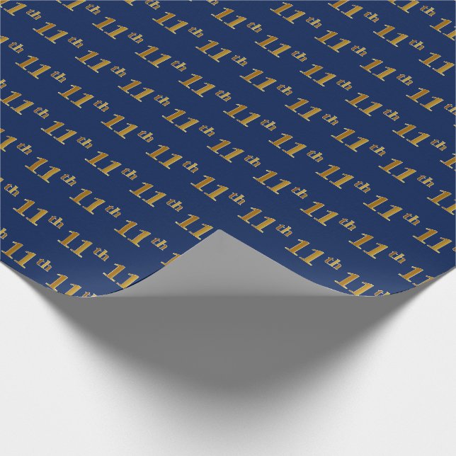 Papel De Regalo Blue, Faux Gold 11th (Undécimo) Event (Esquina)