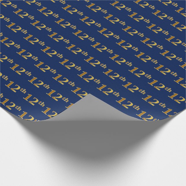 Papel De Regalo Blue, Faux Gold 12th (Duodécimo) Event (Esquina)