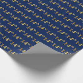 Papel De Regalo Blue, Faux Gold 14th (Decimocuarto) Event