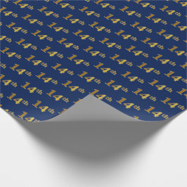 Papel De Regalo Blue, Faux Gold 14th (Decimocuarto) Event