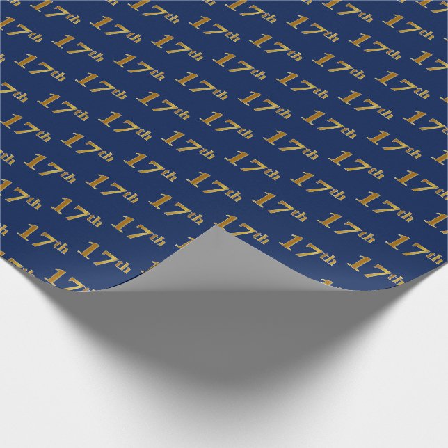 Papel De Regalo Blue, Faux Gold 17th (17ª) Event (Esquina)