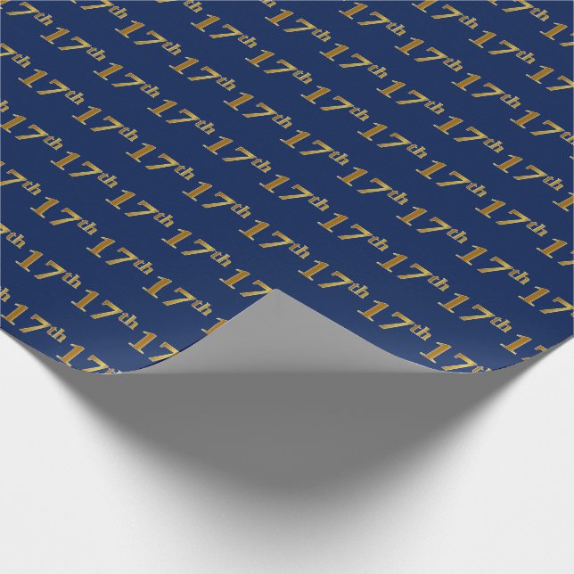 Papel De Regalo Blue, Faux Gold 17th (17ª) Event (Esquina)