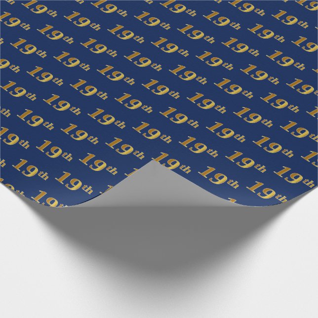 Papel De Regalo Blue, Faux Gold 19th (XIX) Event (Esquina)