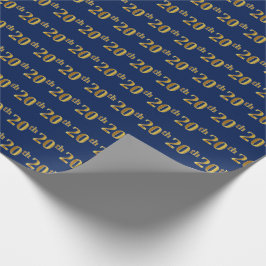 Papel De Regalo Blue, Faux Gold 20th (Vigésimo) Event