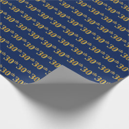 Papel De Regalo Blue, Faux Gold 30th (Treinta) Event