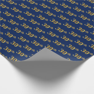 Papel De Regalo Blue, Faux Gold 30th (Treinta) Event