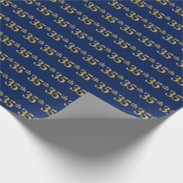 Papel De Regalo Blue, Faux Gold 35th (35ª) Event