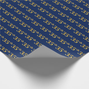 Papel De Regalo Blue, Faux Gold 35th (35ª) Event