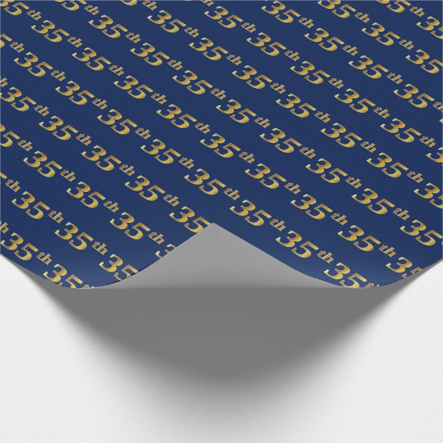Papel De Regalo Blue, Faux Gold 35th (35ª) Event (Esquina)