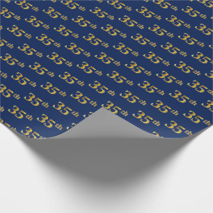 Papel De Regalo Blue, Faux Gold 35th (35ª) Event