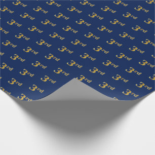 Papel De Regalo Blue, Faux Gold 3rd (Third) Event Wrapping Paper