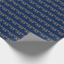 Papel De Regalo Blue, Faux Gold 55th (Cincuenta y Quinto) Event