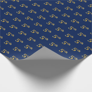 Papel De Regalo Blue, Faux Gold 5th (5º) Documento de envolvimient
