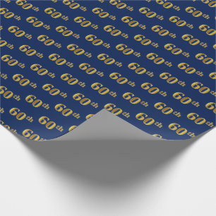Papel De Regalo Blue, Faux Gold 60th (Sexagésimo) Event