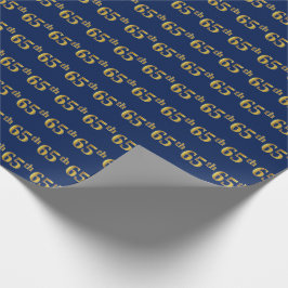 Papel De Regalo Blue, Faux Gold 65th (Sexagésimo quinto) Event