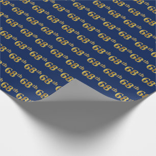 Papel De Regalo Blue, Faux Gold 68th (Sexagésimo Octavo) Event