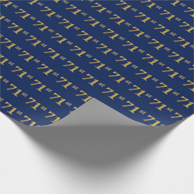 Papel De Regalo Blue, Faux Gold 71st (Setenta y Primer) Event (Esquina)