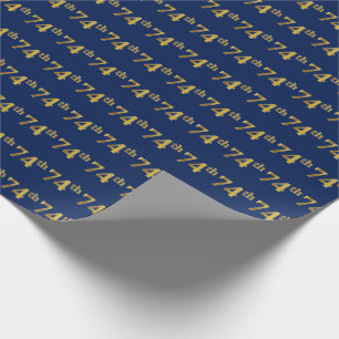 Papel De Regalo Blue, Faux Gold 74th (Setenta y Cuarto) Event