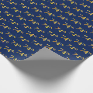 Papel De Regalo Blue, Faux Gold 74th (Setenta y Cuarto) Event