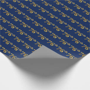 Papel De Regalo Blue, Faux Gold 76th (Setenta y Sexto) Event
