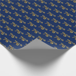 Papel De Regalo Blue, Faux Gold 76th (Setenta y Sexto) Event