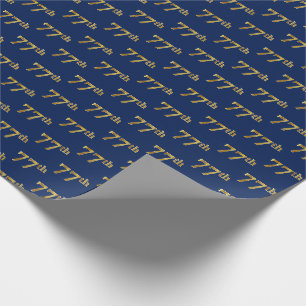 Papel De Regalo Blue, Faux Gold 77th (Setenta y Séptimo) Event