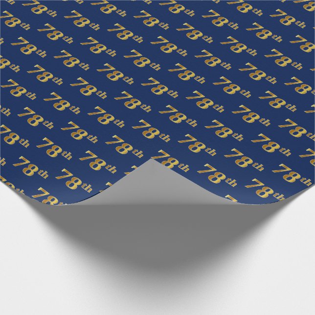 Papel De Regalo Blue, Faux Gold 78th (Setenta Y Octavo) Event (Esquina)