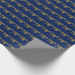 Papel De Regalo Blue, Faux Gold 78th (Setenta Y Octavo) Event