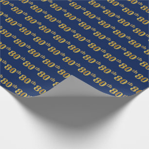 Papel De Regalo Blue, Faux Gold 80th (Ochenta) Event