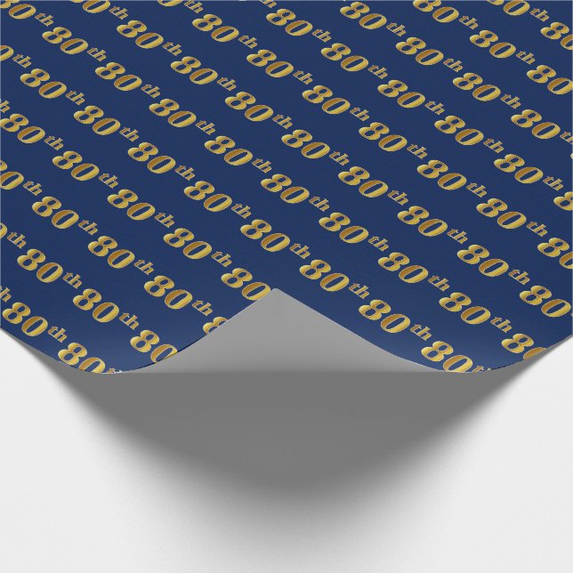 Papel De Regalo Blue, Faux Gold 80th (Ochenta) Event (Esquina)