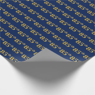 Papel De Regalo Blue, Faux Gold 85th (Ochenta y Quinto) Event