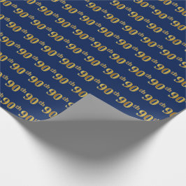 Papel De Regalo Blue, Faux Gold 90th (Ninetieth) Event