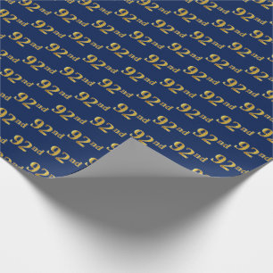 Papel De Regalo Blue, Faux Gold 92nd (Noventa Y Dos) Event