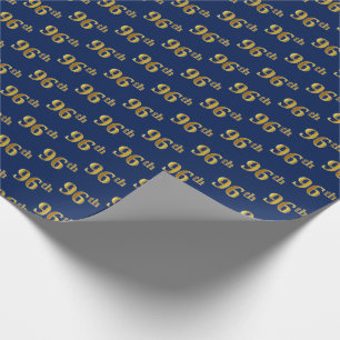 Papel De Regalo Blue, Faux Gold 96th (Noventa y Sexto) Event