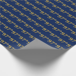 Papel De Regalo Blue, Faux Gold 97th (Noventa Y Séptimo) Event