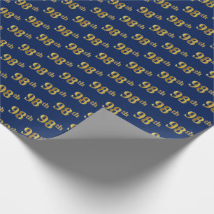 Papel De Regalo Blue, Faux Gold 98th (Noventa Y Octava) Event