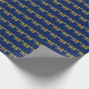 Papel De Regalo Blue, Faux Gold 98th (Noventa Y Octava) Event