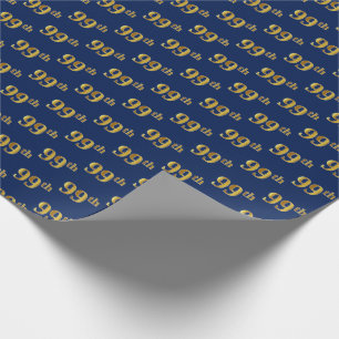 Papel De Regalo Blue, Faux Gold 99th (Noventa y Novena) Event