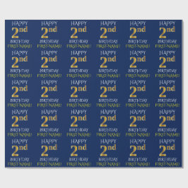 Papel De Regalo Blue, Faux Gold "FELIZ SEPTIEMPO"
