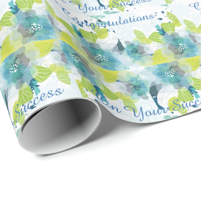 Papel De Regalo Blue Floral Felicitaciones Ajuste de regalo (Esquina del rollo)