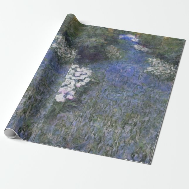 Papel De Regalo Blue Forest Path Impresionist Oilaint (Desenrollado)