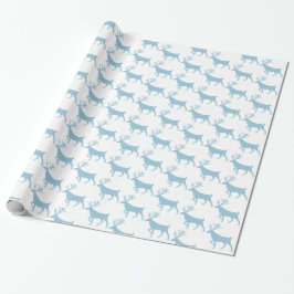 Papel De Regalo Blue Forest Stag Reindeer White