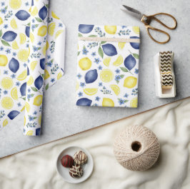Papel De Regalo Blue French Country Lemon Pattern