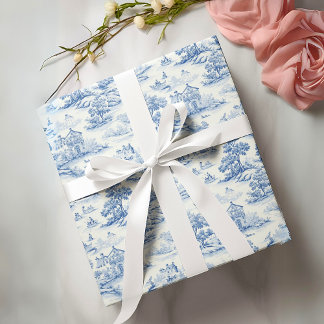 Papel De Regalo Blue French Toile de Jouy Vintage Style Elegante
