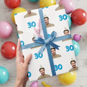 Papel De Regalo Blue Funny Face Gift Wrapping Paper for Men 