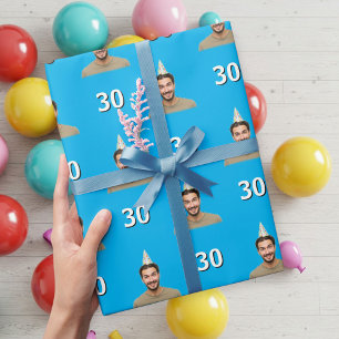 Papel De Regalo Blue Funny Face Gift Wrapping Paper for Men 