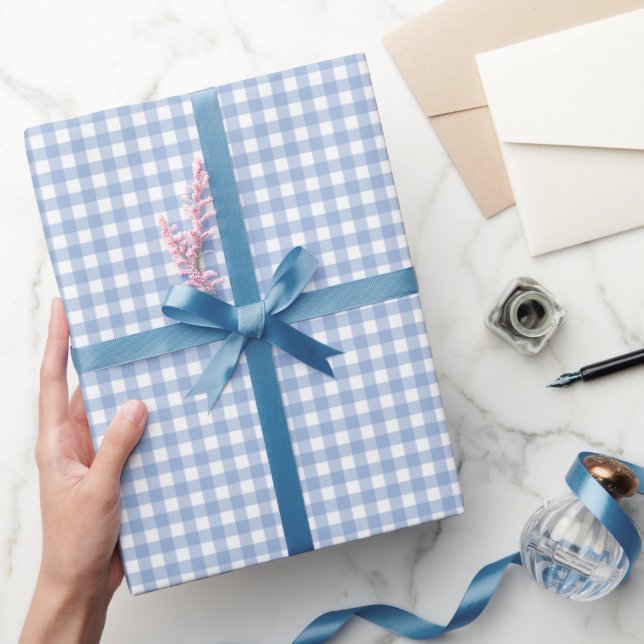 Papel De Regalo Blue Gingham Plaid (Regalar)