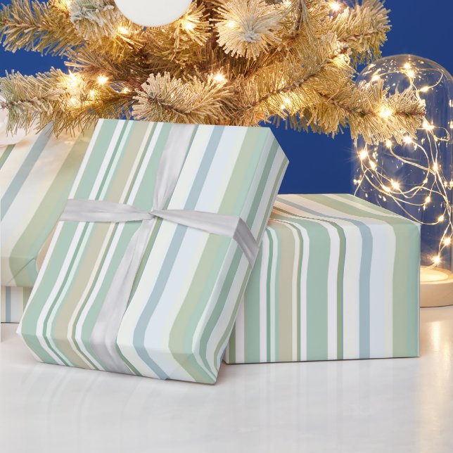 Papel De Regalo Blue Green and white stripes (Vacaciones)
