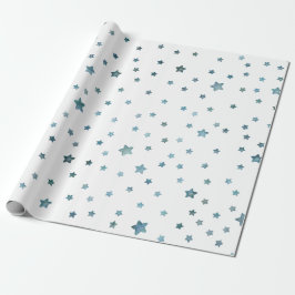 Papel De Regalo Blue Green Stars